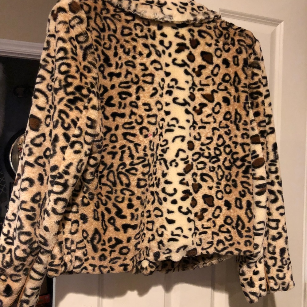 Faux fur leopard jacket beautiful size xl /14 - Picture 4 of 7